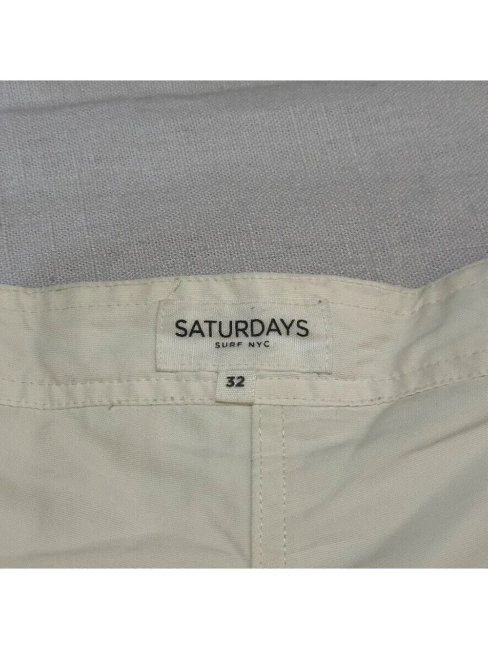 Saturdays NYC Ennis Swim Trunks Size Men 32 White Black Board Shorts String